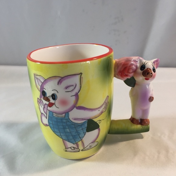4 vintage ceramic animal mug set dog pig bear dear - Picture 8 of 12